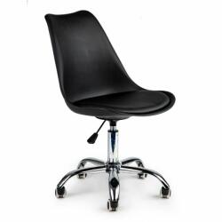 MODERNHOME Scaun de birou rotativ, inaltime reglabila, cu perna pentru sezut, culoare negru (PC-009-negru)