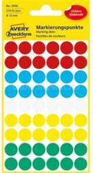 AVERY Etikett címke, o12mm, jelölésre, 5 klf. szín 54 címke/ív, 5 ív/doboz, Avery vegyes (AVERY_3088) (AVERY_3088)