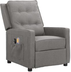 vidaXL Fotoliu de masaj electric rabatabil, gri deschis, textil (3098622)