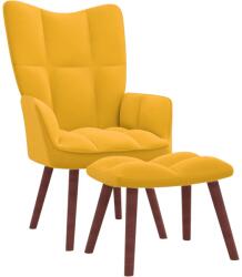vidaXL Scaun de relaxare cu taburet, galben muștar, catifea (328069)