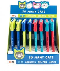 M&G Pix cu gel, So many cats, albastru, 0.5mm, 40 buc/display, M&G AGPB5073D205F4C