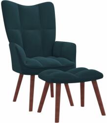 vidaXL Scaun de relaxare cu taburet, albastru, catifea (328072)