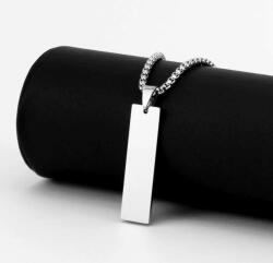 Elegance Orvosi acél Téglalap alakú polírozott gravírozható medál 43 mm x 12 mm (5190)