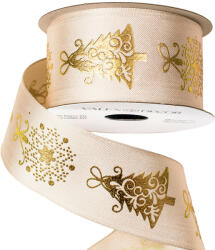 Valex Decor Karácsonyfás szalag drótos szegéllyel 38mm x 6.4m - Krém (XD3807-46)