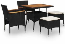 vidaXL Set mobilier 5 piese, negru, poliratan, lemn acacia 46169