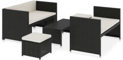 vidaXL Set mobilier cu perne, 5 piese, negru, poliratan 48132