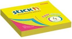 STICK N StickN 76x76mm 100lap 4 színű neon öntapadó jegyzettömb (STICK_N_21822) (STICK_N_21822)