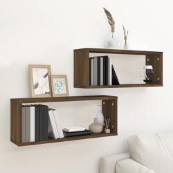 vidaXL Rafturi de perete cub, 2 buc. , stejar maro, 60x15x23 cm, lemn (815930) Raft