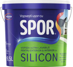 Spor Vopsea ultralavabilă pentru exterior și interior cu silicon Spor, albă 8, 5 l