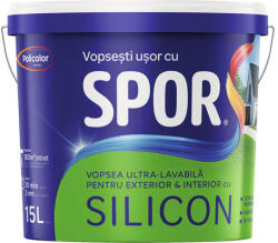 Spor Vopsea ultralavabilă pentru exterior și interior cu silicon Spor, albă 15 l