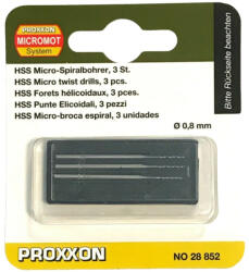 PROXXON Set burghie HSS pentru metal, plastic si lemn Proxxon 28852, O0.8 mm, 3 bucati (PRXN28852)