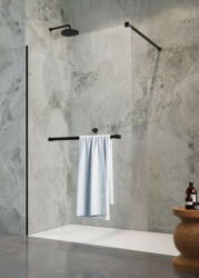 Radaway Modo New II Walk-in zuhanyfal átlátszó üveg 80x200 cm, törölközőtartóval fekete 3890845401W (389084-54-01W)