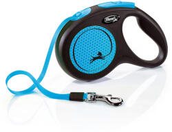 flexi Neon lesă retractabilă reflectorizantă - S, până la 15 kg, 5 m, albastru