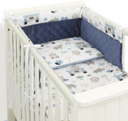 MT Textil MTT Velvet 3 részes ágyneműhuzat szett (100x135cm) - Szafari állatai - Sötétkék betéttel - babylion