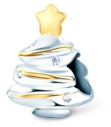SAVICKI Breloc Brad de Crăciun Savicki: argint placat cu aur, zirconi