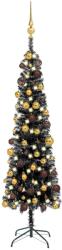 vidaXL Set pom Crăciun subțire, LED-uri&globuri, negru, 240 cm (3078033)