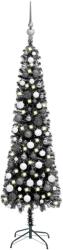 vidaXL Set pom de Crăciun subțire cu LED-uri și globuri, negru, 240 cm (3078115)