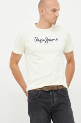 Pepe Jeans tricou din bumbac culoarea bej, cu imprimeu 9BYY-TSM0R1_02X