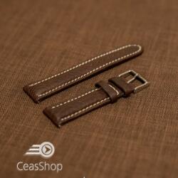  Curea piele MILANO maro, captusita, cusaturi albe 24mm - 46405