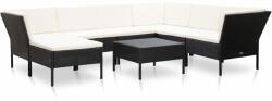 vidaXL Set mobilier cu perne, 8 piese, negru, poliratan 48952