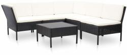 vidaXL Set mobilier cu perne, 6 piese, negru, poliratan 48948
