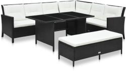 vidaXL Set mobilier cu perne, 3 piese, negru, poliratan 48154