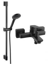 FERRO SET2IN1 VITTO BLACK VERDELINE - Baterie perete cada dus cu set de dus culisant Horn Black (BVI1VLBL+N370BL-B)