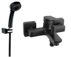 FERRO SET2IN1 VITTO BLACK VERDELINE - Baterie perete cada dus cu set de dus mobil (BVI1VLBL+MINI869)
