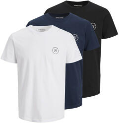 JACK & JONES 3 PACK - tricou pentru bărbați JJJAXON Regular Fit 12221215 Black Black+White+NavyBlazer S