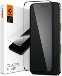 Apple iPhone 14 Pro Max, Kijelzővédő fólia, ütésálló fólia (az íves részre is! ), Tempered Glass (edzett üveg), 3D Full Cover, Spigen Glastr Slim HD Full Cover, fekete