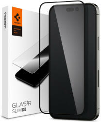 Apple iPhone 14 Pro, Kijelzővédő fólia, ütésálló fólia (az íves részre is! ), Tempered Glass (edzett üveg), 3D Full Cover, Spigen Glastr Slim HD Full Cover, fekete - tok-shop