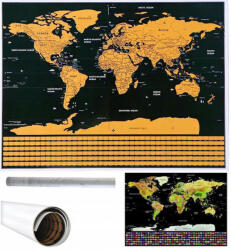  Kaparós világtérkép, fekete kaparós térkép világutazóknak angol nyelven 82 x 59 cm
