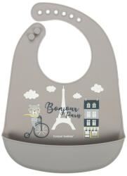 Canpol Bonjour Paris szilikon zsebes előke - Bézs - babylion