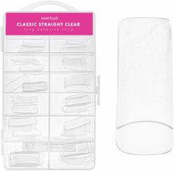 NANI műköröm tip box, 120 db, 10 féle méret - Clear, hosszú felfekvési felület