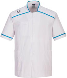 Portwest C821 - Férfi egészségügyi tunika, fehér/türkiz (C821WARXXL)