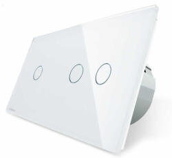 LIVOLO Intrerupator tactil simplu+dublu Livolo cu panou din sticla termorezistenta (VL-FC1-2G/VL-FC2-2G-11)