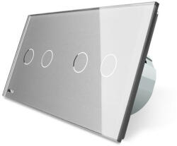 LIVOLO Intrerupator tactil dublu+dublu Livolo cu panou din sticla Crystal (VL-FC2-2G/FC2-2G-15)