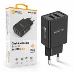 Aligator Smartphone charger Aligator USB Charger, 2xUSB - 2.4A, Smart IC, Black