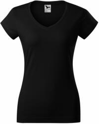 MALFINI Tricou femei Fit V-neck - Neagră | XL (1620116)
