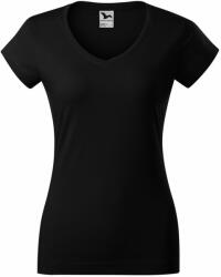 MALFINI Tricou femei Fit V-neck - Neagră | L (1620115)