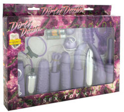 Seven Creations Dirty Dozen Sex Toy Kit Purple - vibrátor, péniszköpeny, péniszgyűrű és gésagolyó