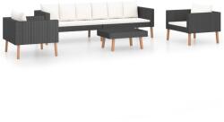 vidaXL Set mobilier cu perne, 4 piese, negru, poliratan 3059332