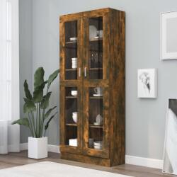 vidaXL Dulap vitrină stejar fumuriu 82, 5x30, 5x185, 5 cm lemn prelucrat (815621) Biblioteca