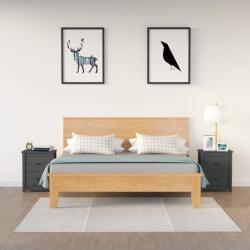vidaXL Noptiere, 2 buc. , gri, 50x35x61, 5 cm, lemn masiv de pin (813684)
