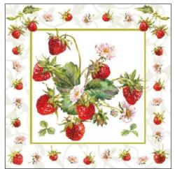 Ambiente Fresh Strawberries papírszalvéta 25x25cm, 20db-os - szep-otthon
