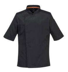 Portwest C738 - MeshAir Pro rövidujjú séfkabát, fekete (C738BKRXXL) - munkavedelemzona