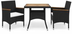 vidaXL Set mobilier 3 piese, negru, poliratan, lemn acacia 3058316
