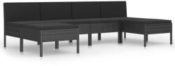 vidaXL Set mobilier cu perne, 6 piese, negru, poliratan 3056987