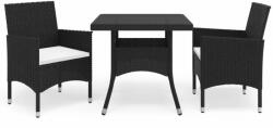 vidaXL Set mobilier 3 piese, negru, poliratan și sticlă 3058308