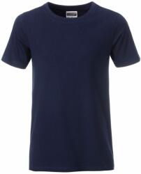 Daiber Tricou clasic pentru băieți din bumbac organic 8008B - Albastru închis | S (8008B-1755050)